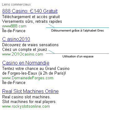 Détournements AdWords: Casino