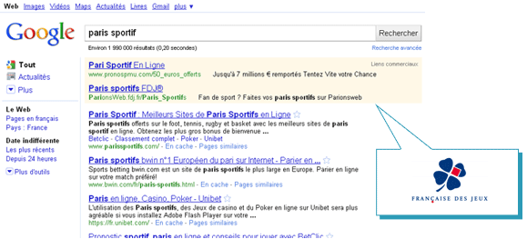 La Française des Jeux monopolise AdWords