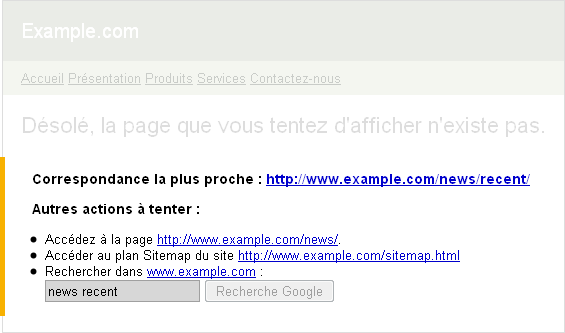 Améliorer les pages d'erreur 404